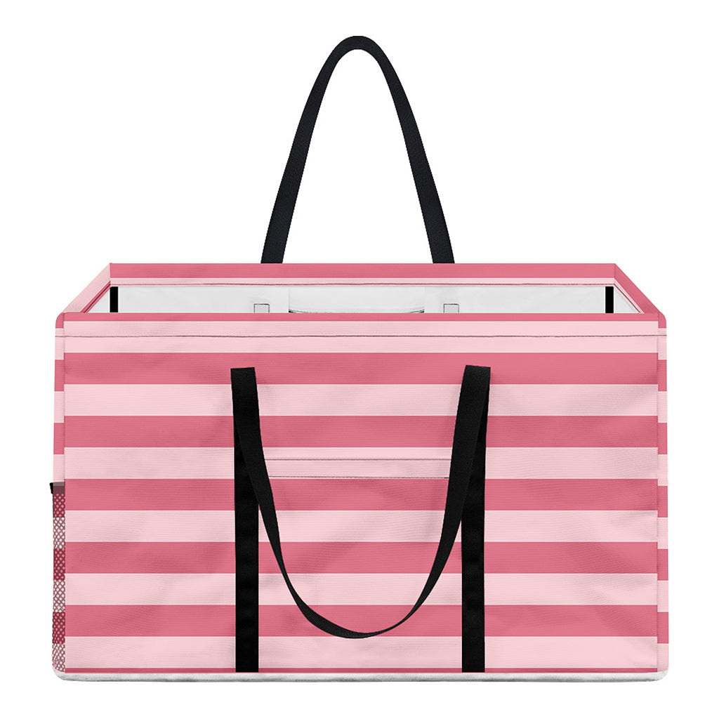Pink Striped Pattern Print Utility Tote Bag