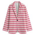 Pink Striped Pattern Print Women's Blazer