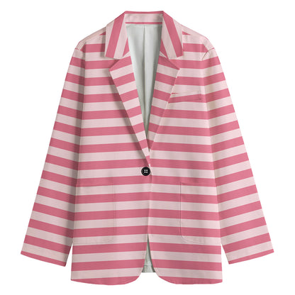 Pink Striped Pattern Print Women's Blazer
