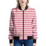 Pink Striped Pattern Print Women's Bomber Jacket