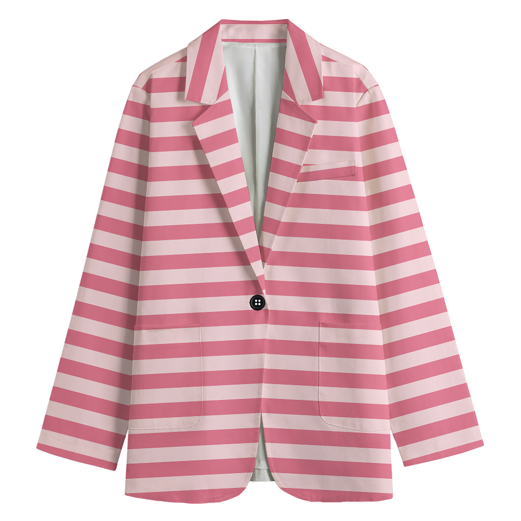 Pink Striped Pattern Print Women's Cotton Blazer