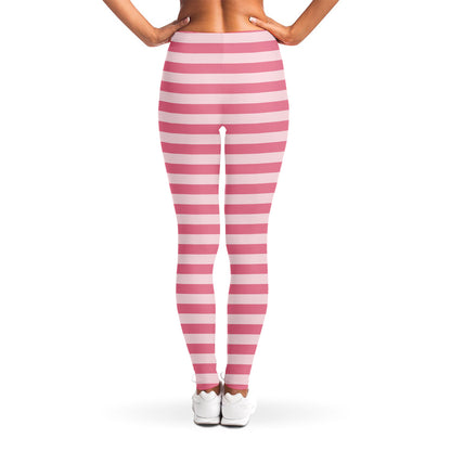Pink Striped Pattern Print Women's Leggings
