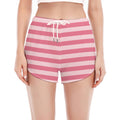 Pink Striped Pattern Print Women's Split Running Shorts