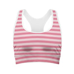 Pink Striped Pattern Print Women's Sports Bra