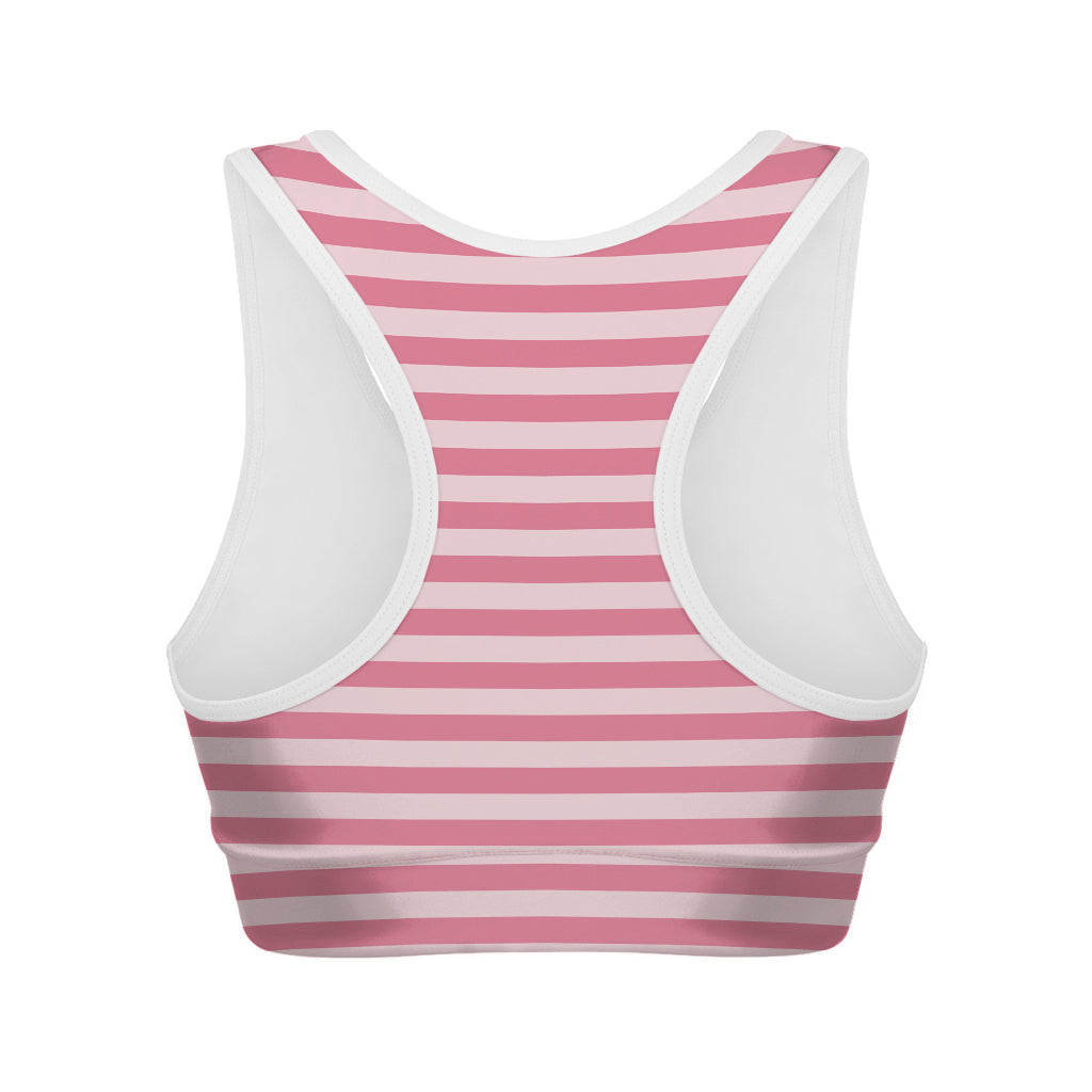 Pink Striped Pattern Print Women's Sports Bra