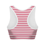 Pink Striped Pattern Print Women's Sports Bra