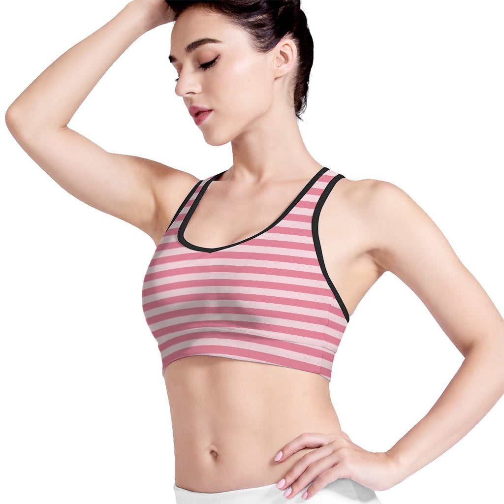 Pink Striped Pattern Print Women's Sports Bra