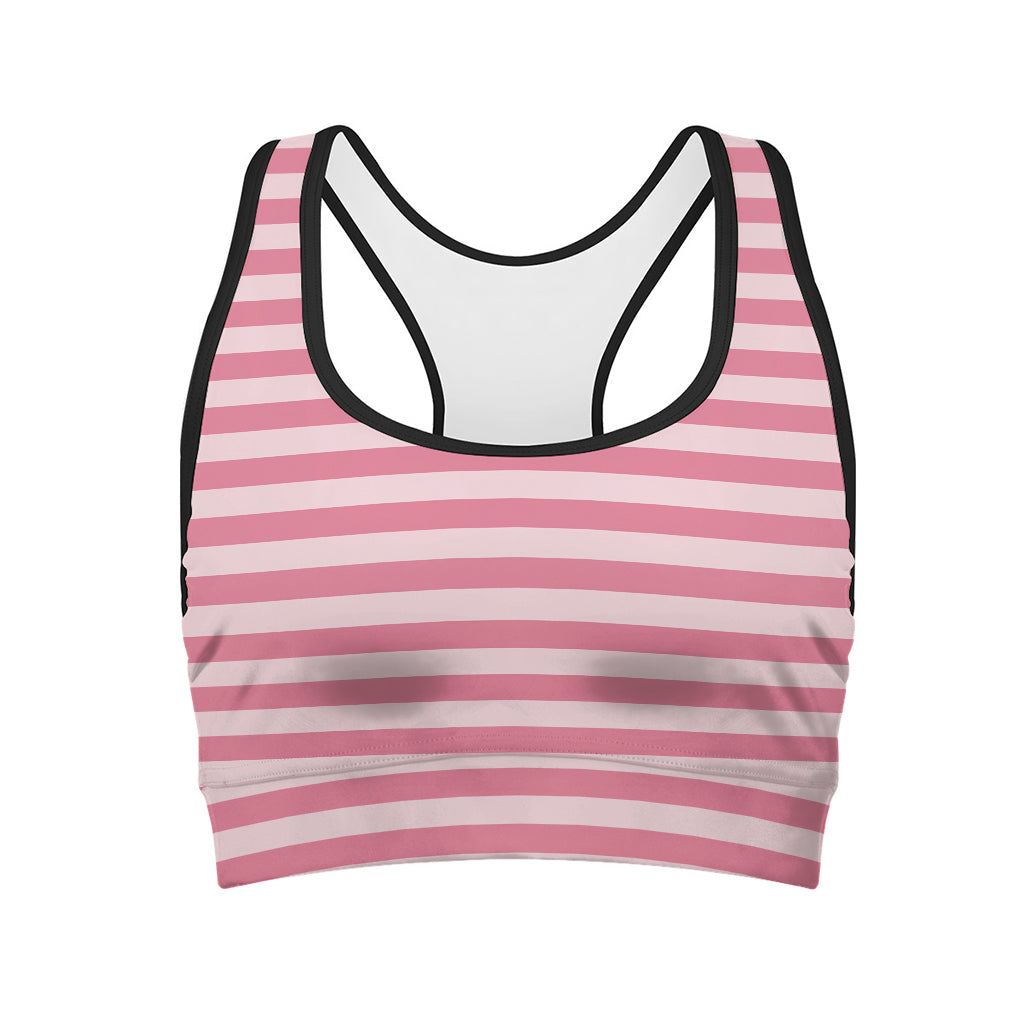Pink Striped Pattern Print Women's Sports Bra