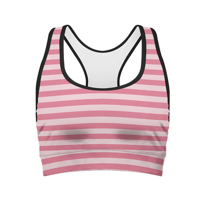 Pink Striped Pattern Print Women's Sports Bra