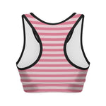 Pink Striped Pattern Print Women's Sports Bra
