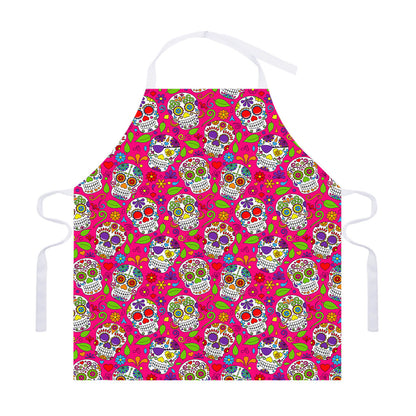Pink Sugar Skull Pattern Print Adjustable Apron