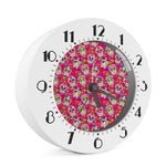 Pink Sugar Skull Pattern Print Alarm Clock