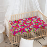 Pink Sugar Skull Pattern Print Baby Crib Sheet