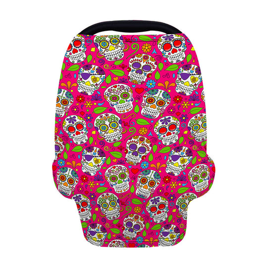 Pink Sugar Skull Pattern Print Baby Seat Cover