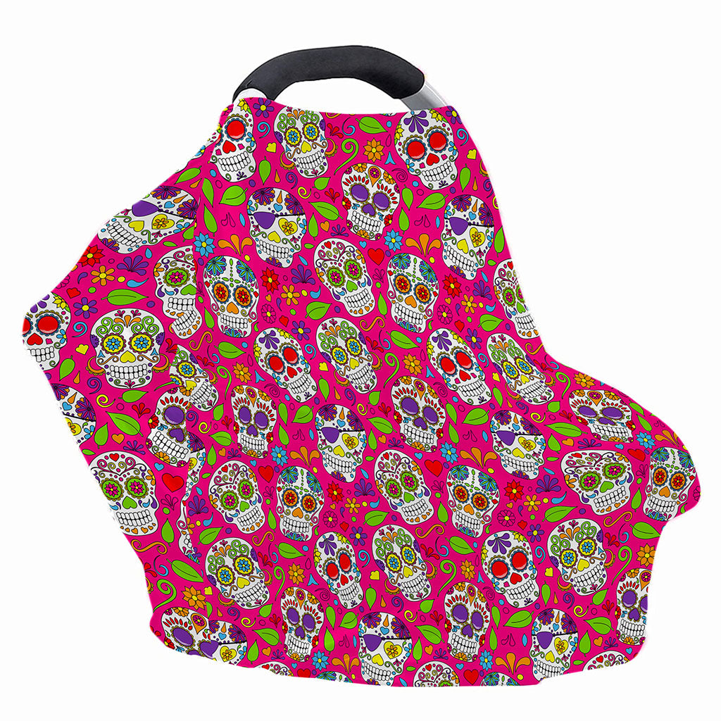 Pink Sugar Skull Pattern Print Baby Seat Cover