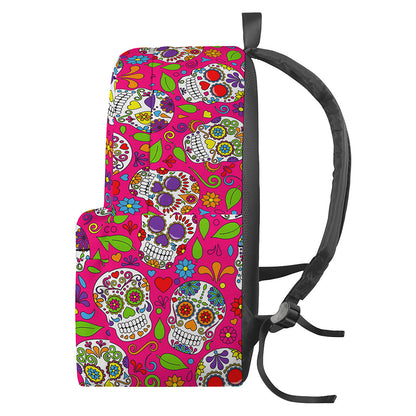Pink Sugar Skull Pattern Print Backpack