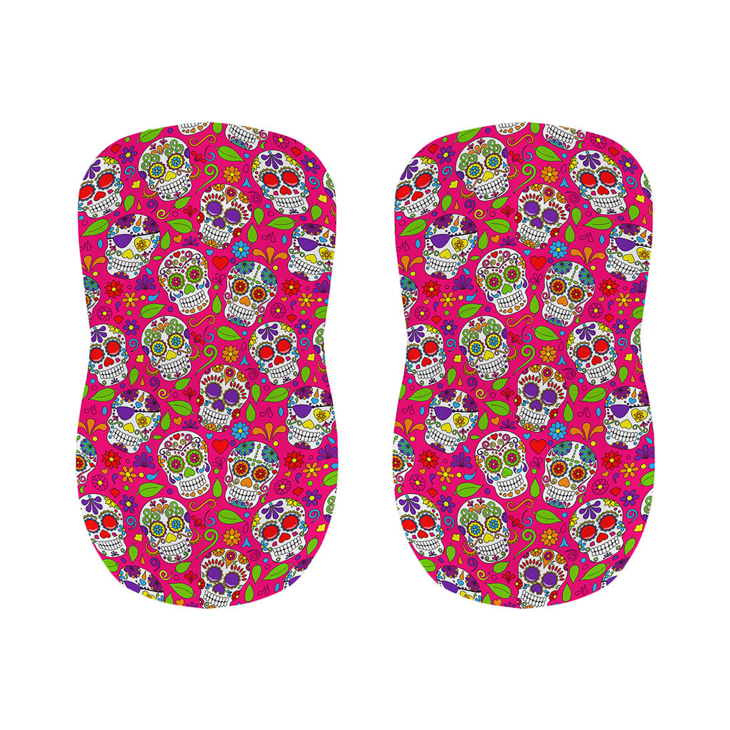 Pink Sugar Skull Pattern Print Bar Stool Covers