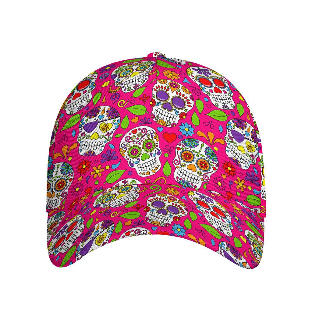 Pink Sugar Skull Pattern Print Baseball Cap