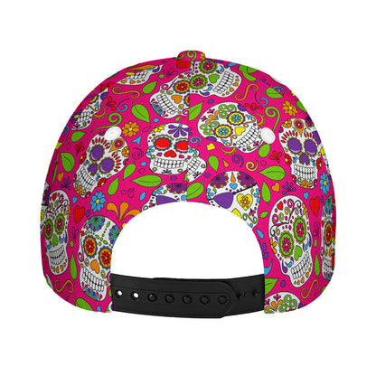 Pink Sugar Skull Pattern Print Baseball Cap
