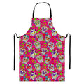 Pink Sugar Skull Pattern Print Bib Apron With Pocket