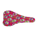 Pink Sugar Skull Pattern Print Bicycle Seat Cover