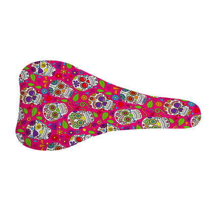 Pink Sugar Skull Pattern Print Bicycle Seat Cover