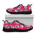 Pink Sugar Skull Pattern Print Black Running Shoes