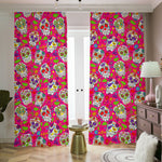 Pink Sugar Skull Pattern Print Blackout Pencil Pleat Curtains
