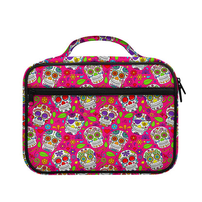Pink Sugar Skull Pattern Print Briefcase Bible Bag
