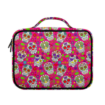 Pink Sugar Skull Pattern Print Briefcase Bible Bag