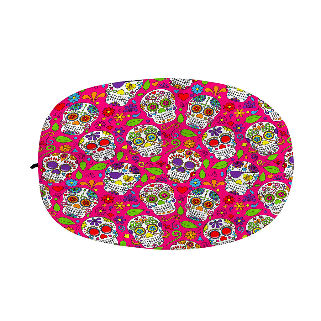 Pink Sugar Skull Pattern Print Car Side Mirror Covers