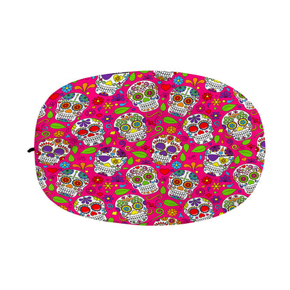 Pink Sugar Skull Pattern Print Car Side Mirror Covers