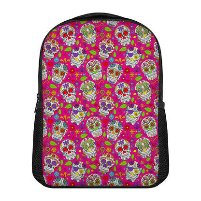 Pink Sugar Skull Pattern Print Casual Backpack