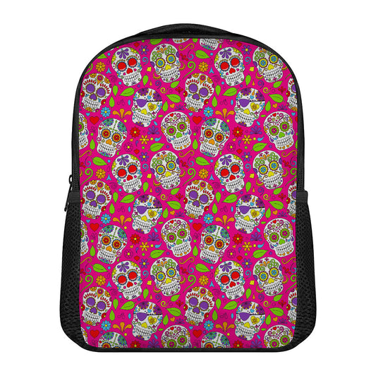 Pink Sugar Skull Pattern Print Casual Backpack