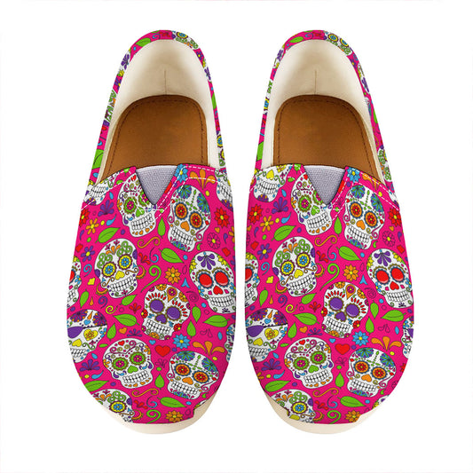 Pink Sugar Skull Pattern Print Casual Shoes