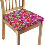 Pink Sugar Skull Pattern Print Chair Cushion Cover