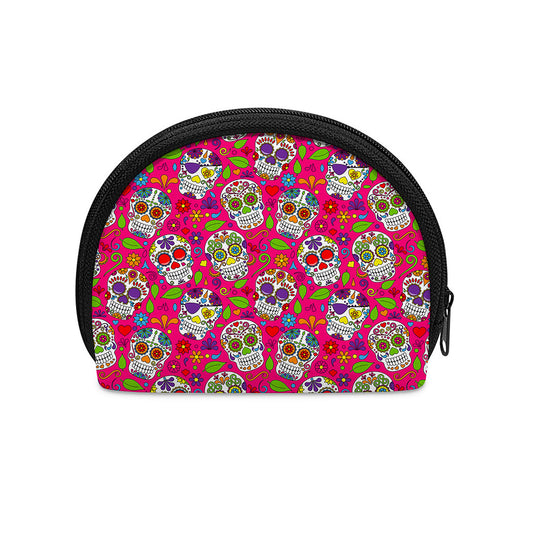Pink Sugar Skull Pattern Print Coin Purse