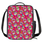 Pink Sugar Skull Pattern Print Crossbody Lunch Bag