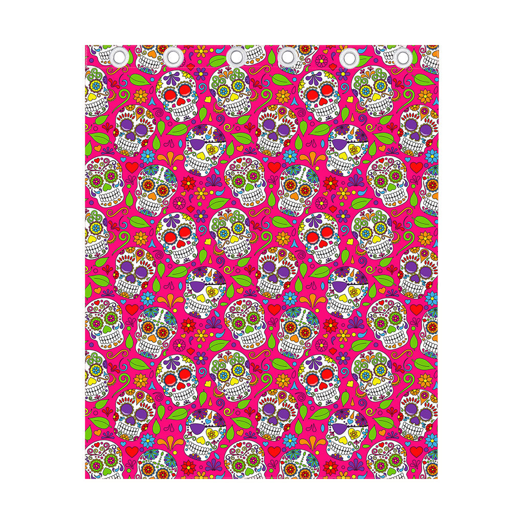 Pink Sugar Skull Pattern Print Curtain