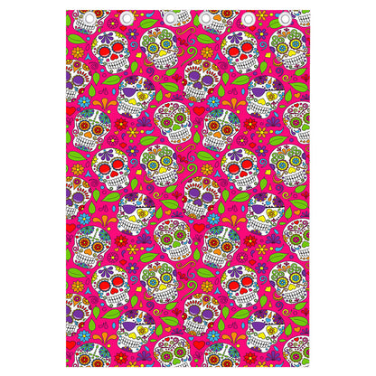 Pink Sugar Skull Pattern Print Curtain