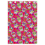 Pink Sugar Skull Pattern Print Curtain