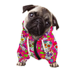 Pink Sugar Skull Pattern Print Dog Zip Up Hoodie