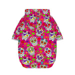 Pink Sugar Skull Pattern Print Dog Zip Up Hoodie