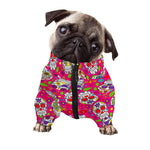 Pink Sugar Skull Pattern Print Dog Zip Up Jacket