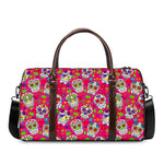 Pink Sugar Skull Pattern Print Duffle Bag