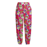 Pink Sugar Skull Pattern Print Fleece Lined Knit Pants