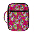 Pink Sugar Skull Pattern Print Front Pocket Bible Bag