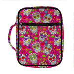 Pink Sugar Skull Pattern Print Front Pocket Bible Bag