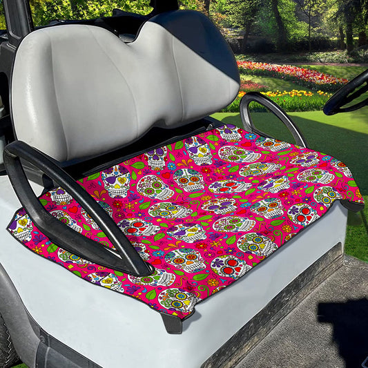 Pink Sugar Skull Pattern Print Golf Cart Seat Cover