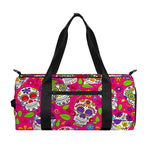 Pink Sugar Skull Pattern Print Gym Bag